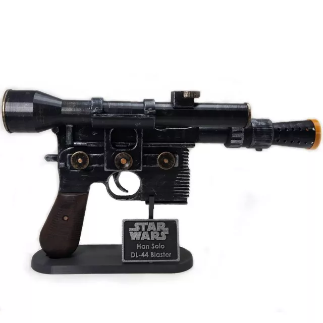 NEW Han Solo DL-44 Blaster with Stand - Handmade Prop for Cosplay Enthusiasts!