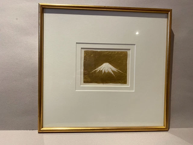 Framed Gold Leaf Art, 23 karat, Mount Fuji, art 31/2" 5", frame 13"x 14"