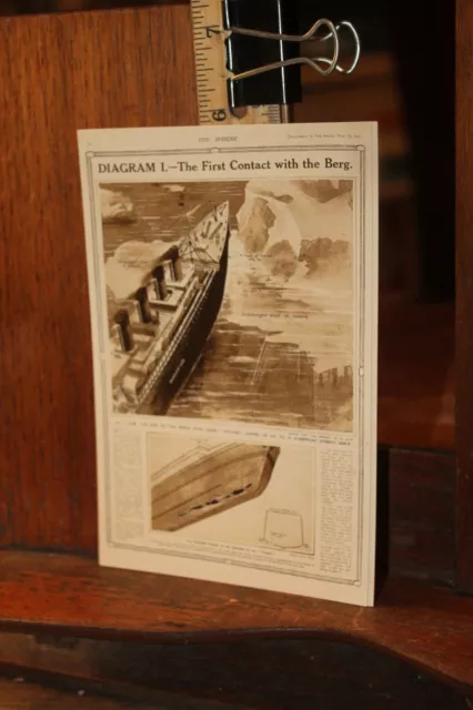 Titanic British Newspaper Report Postcard Marine Art First Contact with the Berg