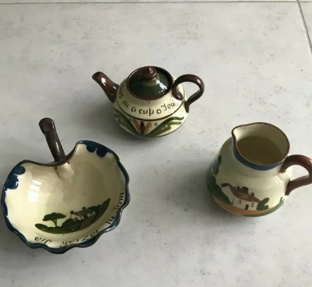 3 Antique (1920s) Devon Motto Ware (Watcombe Pottery - UK) Collector’s Pieces