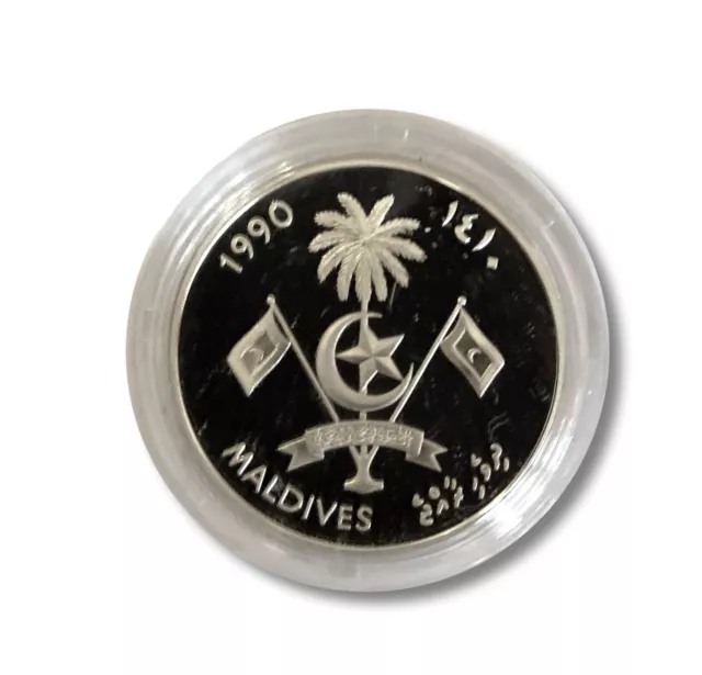 Gedenk Münze Silber, Italien Fußball-WM '90, Malediven 250 Rufiyaa, geprägt 1990