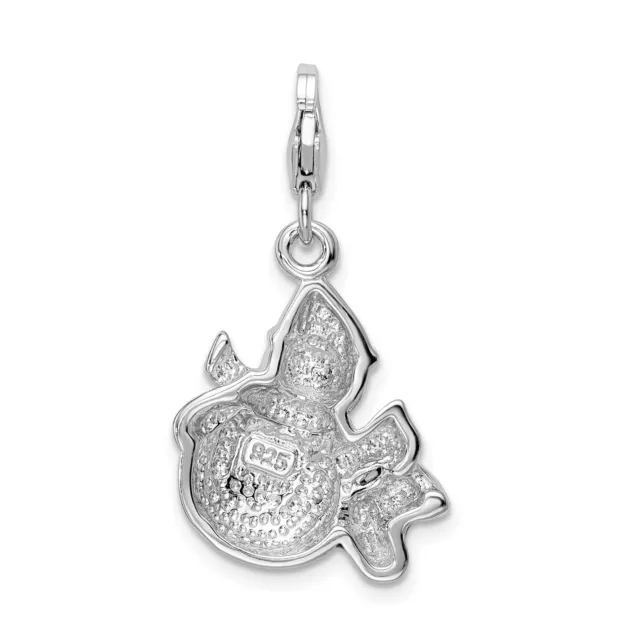 Amore La Vita Silver  Polished 3-D Enameled Crystal From  Snowman Charm with Fan 3
