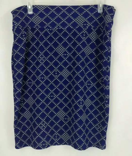 LuLaRoe Cassie Pencil Skirt Dark Blue With Gray Diamond Design Size 3XL LuLaRoe Cassie Pencil Skirt Dark Blue With Gray Diamond Design Size 3XL