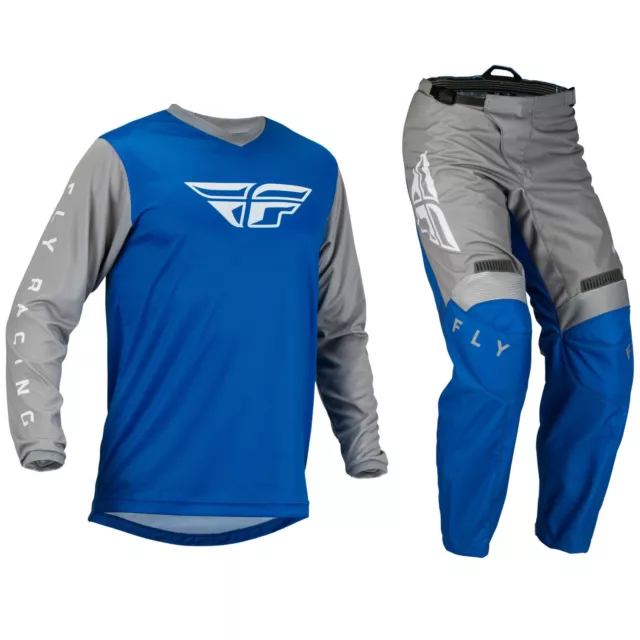 Fly Racing Motocross Kit Mx Pants Jersey F-16 - Blue / Grey