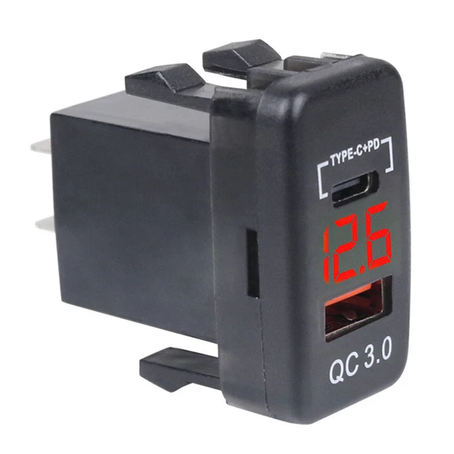 Universal 12-24V Dual USB Fast Charger Socket With LED – PD & QC3.0 For Car, Boat, RV – Surface Mount