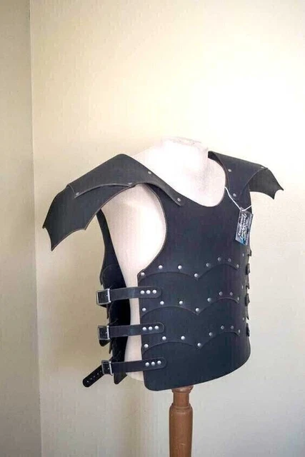 Medieval Mercenary Leather Body Armour Leather Breastplate Armor Black-r58