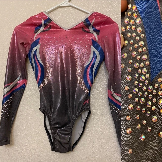 GK ELITE CUSTOM gymnastics competition leotard long sleeve ombre