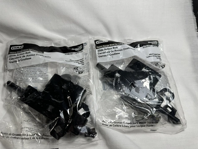 (2) National Hardware Steel Black Sliding Bolt Stall Door Gate Latches  N109-027
