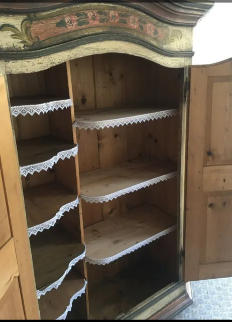 Stunning Unique Antique Alpine Folk Art Armoire Cupboard Storage Country House 3