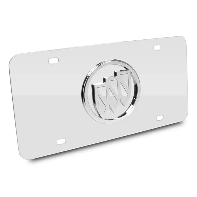 Buick 3D Logo on Chrome Stainless Steel Metal Auto License Plate, Made in USA