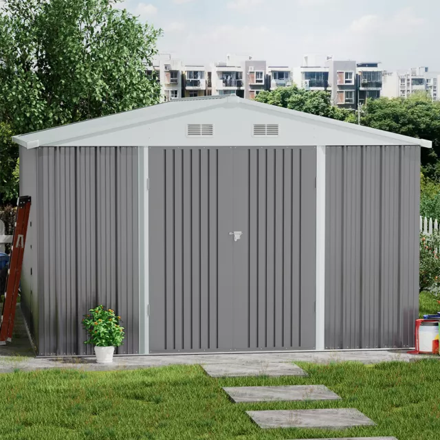 Galvanised Metal Shed Outdoor Tool Storage House Garden Shed Log Store Container