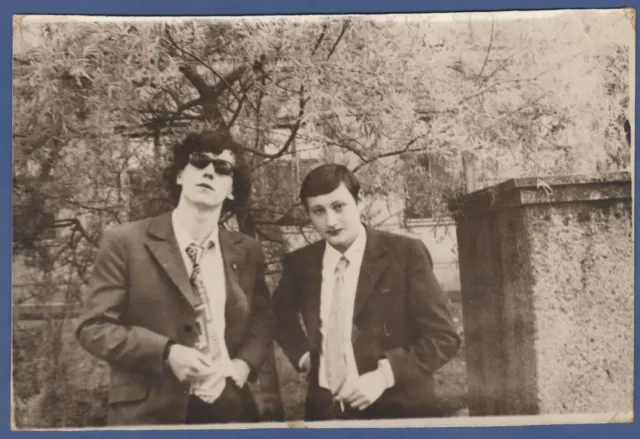 Handsome Young Guys Smoking Cigarettes, Gay Interest Soviet Vintage Photo USSR