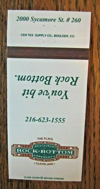 Rock Bottom Brewery Brew Pub (Cleveland, Ohio) Beer Matchbook Matchcover -F1