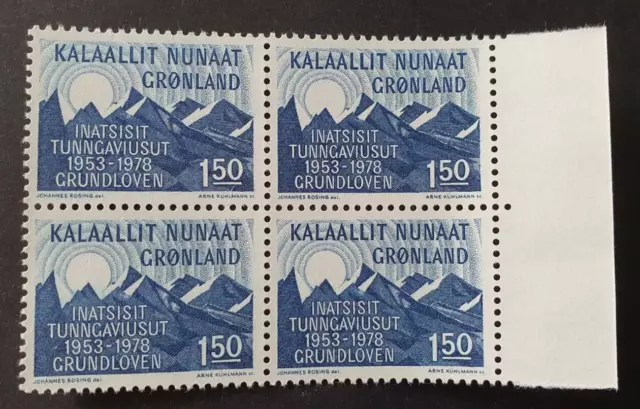 1978 Greenland Gronland Block Of 4 Law & Order Vf Mnh