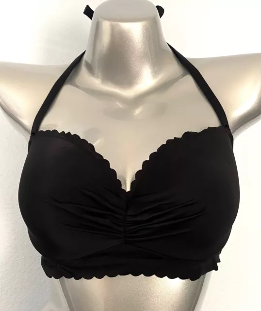 Victorias Secret Black Zuma Getaway Scalloped Underwire Swim Bikini Top