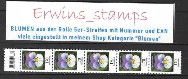 BLUMEN Bund POSTFRISCH Mi.-Nr.: 3473 1a 5er-Streifen mit Nummer 5 - 100 Auswahl