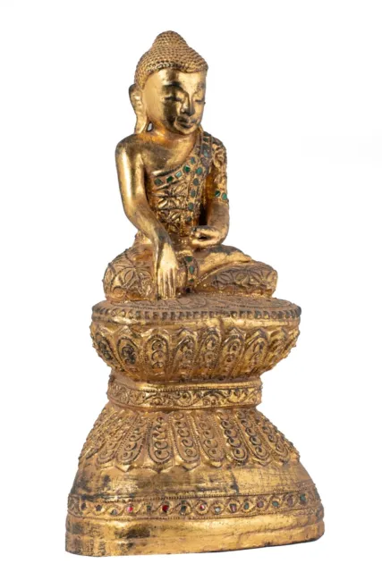 "Buddha - Ancient Burmese Wood Style Ava Enlightenment 39cm/16"" Statue" 2