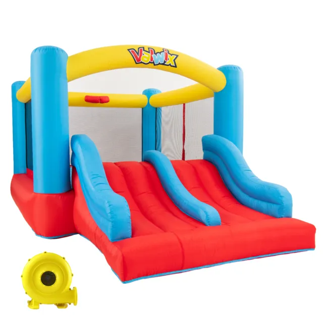 Double Slide Inflatable Party Bounce House Kids Castle Jumperw/ 450W Blower, Bag
