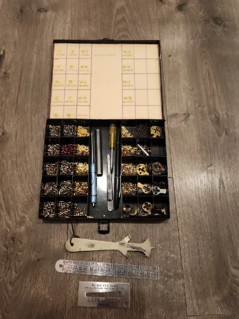 Vintage Schlage 40-104 Locksmith Key Pinning Kit With Metal Box