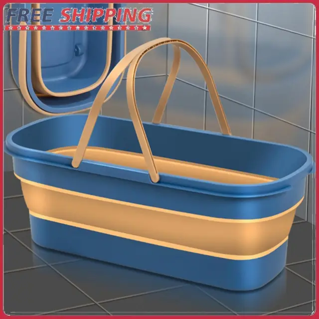 Collapsible Bucket with Handle Mop Washing Basket Rectangular for House Cleaning