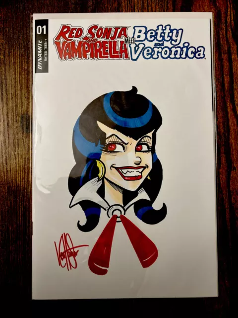 Red Sonja & Vampirella Meet Betty & Veronica #1 Signed & Sketched By Ken Haeser