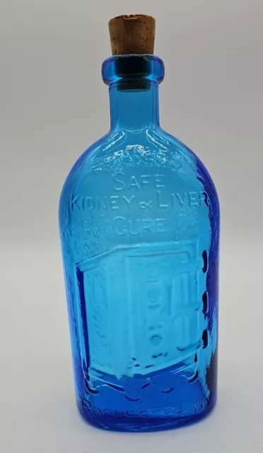 Vintage Franks Safe Kidney Liver Cure Cobalt Blue Bottle Rochester NY