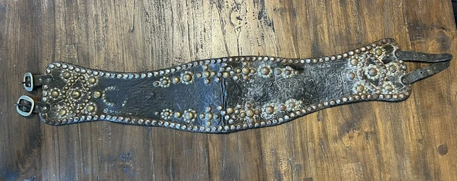 antique Harley Davidson Ornate leather motorcycle waist kidney belt Ca;1940’s