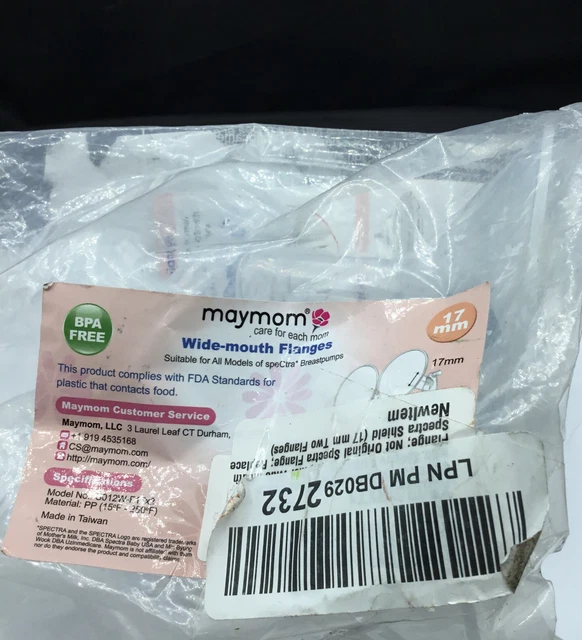Maymom wide-mouth flanges 17mm all models of speCtra Breastpump nursing new