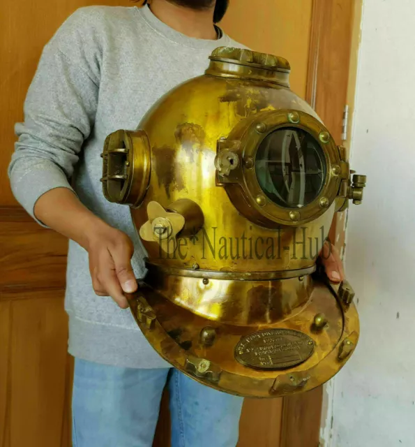 18" Divers Helmet Diving Helmet U.S Navy Mark V Deep Sea Antique Scuba Vintage