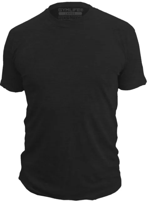 Gym Life® BLANK Tee Men's Athletic T-Shirt Work Out Exercise Fitness Shirt Black