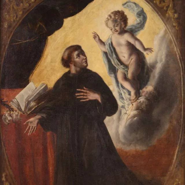 Gran pintura religiosa San Antonio de Padua cuadro oleo sobre lienzo 700