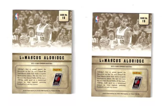 Lamarcus Aldridge 12-13 Gold Étalon Sp #D/10 +/199 2X Lot À Voir 2