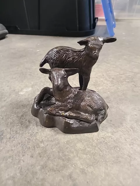 Antique Bronze Lamb  Figurine Statue