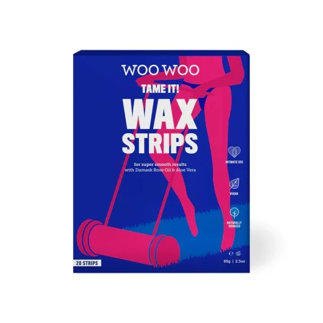 WooWoo Tame It! Wax Strips Pack of 20 & 2 Sachets of Aloe Vera Balm Hair Removal