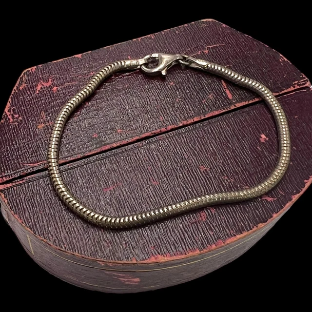 Antico Vintage Medio Secolo Sterling Serpente Ciondolo Catena Bracciale 6.6g