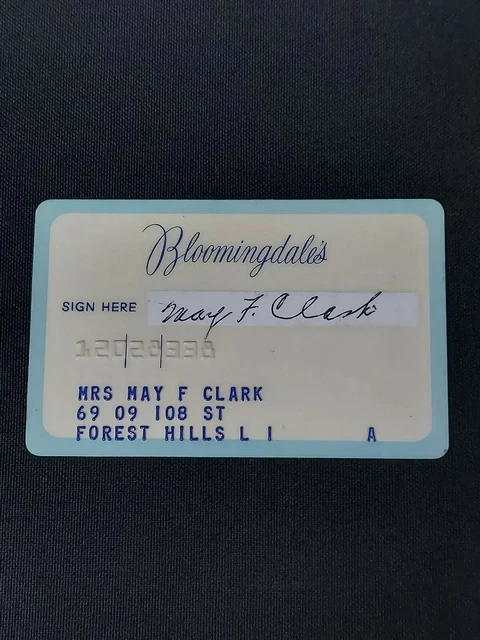 Vintage rare early Bloomingdale's Credit Card New York