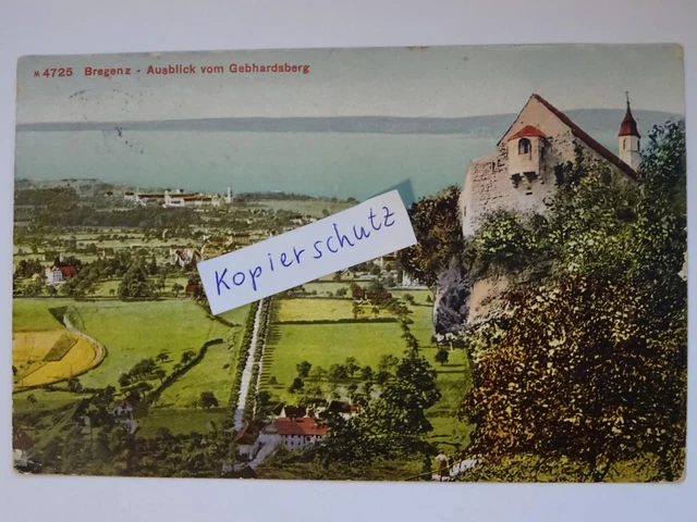 AK Bregenz Ausblick vom Gebhardsberg  gelaufen 11.09.1913 Stuttgart