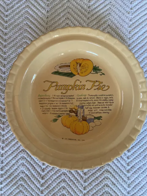 Vintage Pumpkin Pie Recipe Dish Ceramic Fall Baking Pie Plate Ltd Commodities