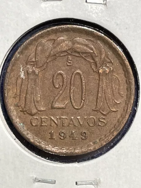 1949 - 20 CentauCoin from Chile, nice mid-grade coin