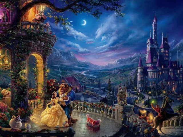 Disney Beauty And The Beast Painting Large Wall Art Framed Canvas Picture 20x30"