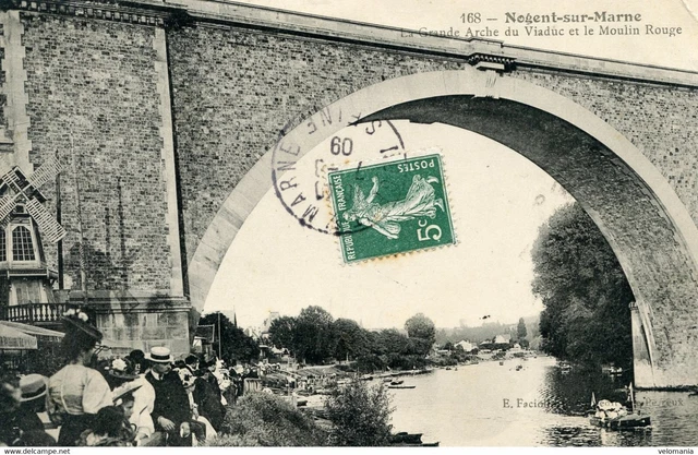 10677 cpa 94 Nogent sur Marne - la Grande Arche du viaduc et le moulin rouge