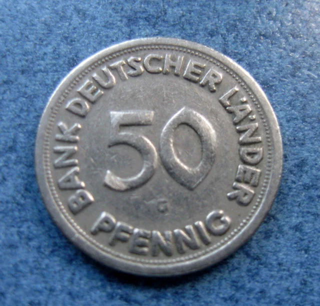 50 Pfennig 1949 G Bank Deutscher Länder 50 PFENNIG BANK Deutscher Länder 1949 G, sehr schön! EUR 140,00
