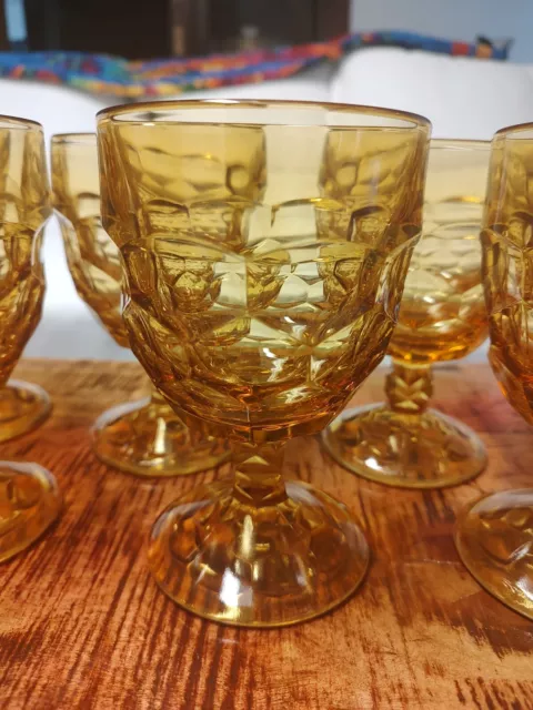 SET Of 11  VINTAGE VIKING GLASS AMBER GEORGIAN 6" ICED TEA GOBLETS Glasses 2