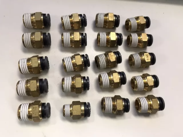 20 pc 1/4" Male NPT to 1/4" Push to Connect Brass Fitting Accepts 1/4" Air Line