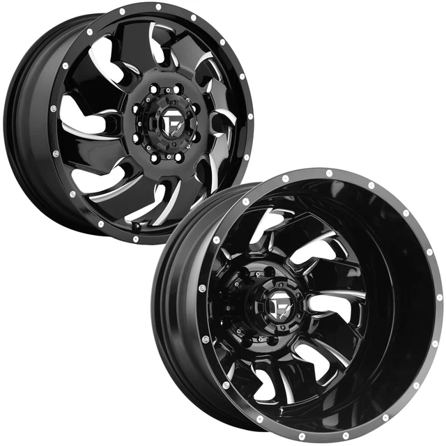 Set of 6-20" Inch Fuel D574 Cleaver Dually 8x210 Black/Milled Wheels Rims