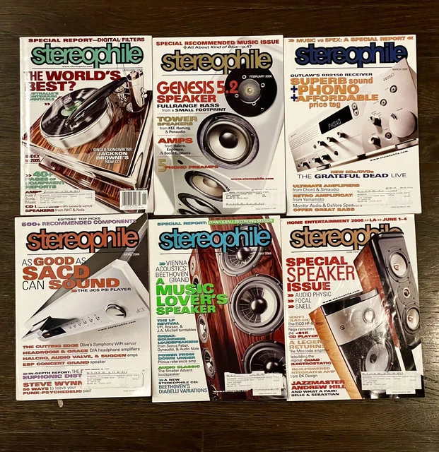 Lot of 10 issues of STEREOPHILE Magazine Year 2006 Volume 29