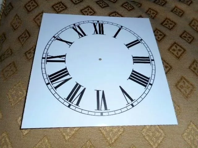 New Clock Dial Face Paper Card   5" Minute Track   Matte White Roman Sq Mantle