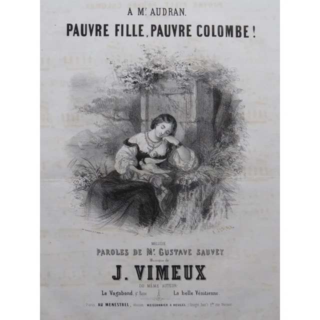 VIMEUX Joseph Pauvre fille Pauvre colombe Chant Piano ca1840