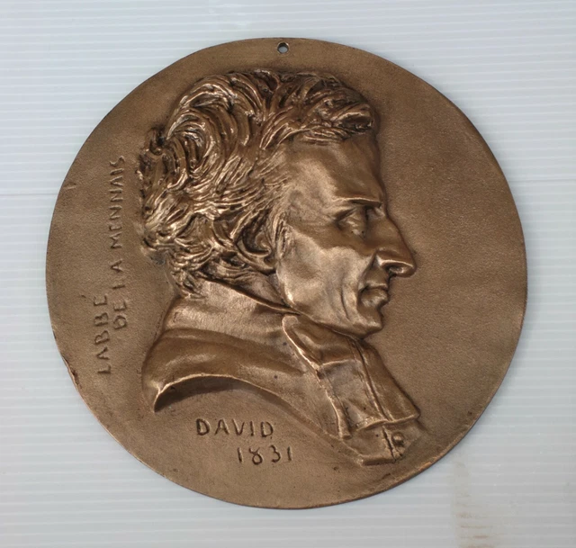 Ancien MEDAILLON BRONZE signé DAVID (d'Angers) 1831 L'ABBE DE LA MENNAIS XIX ème