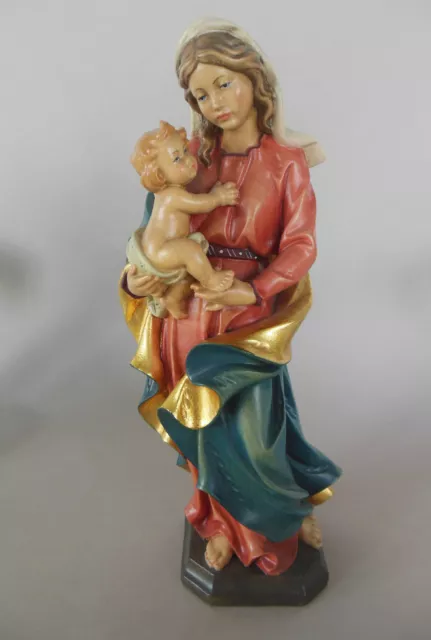 Mutter Gottes Madonna mit Kind 30 cm hoch Holz bemalt Cs1